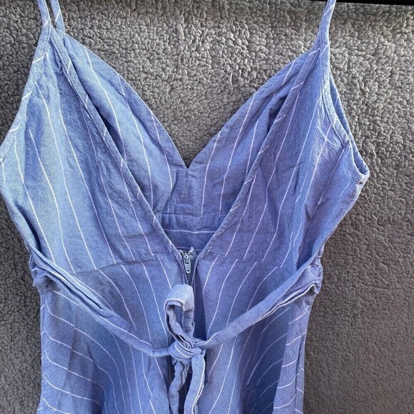 Windsor Blue Striped Summer Tie Spaghetti Strap Dress Sz Small - Picture 5 of 8